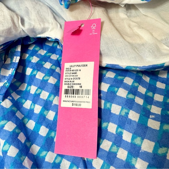 Lilly Pulitzer Mitzi Cotton Cami Boca Blue Double Checking - Picture 6 of 11